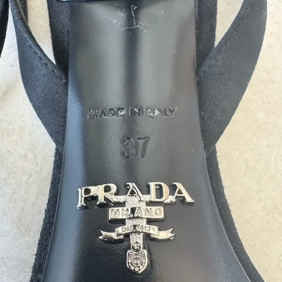 Prada Black Heels with Silver Accents - Picture 6 of 8